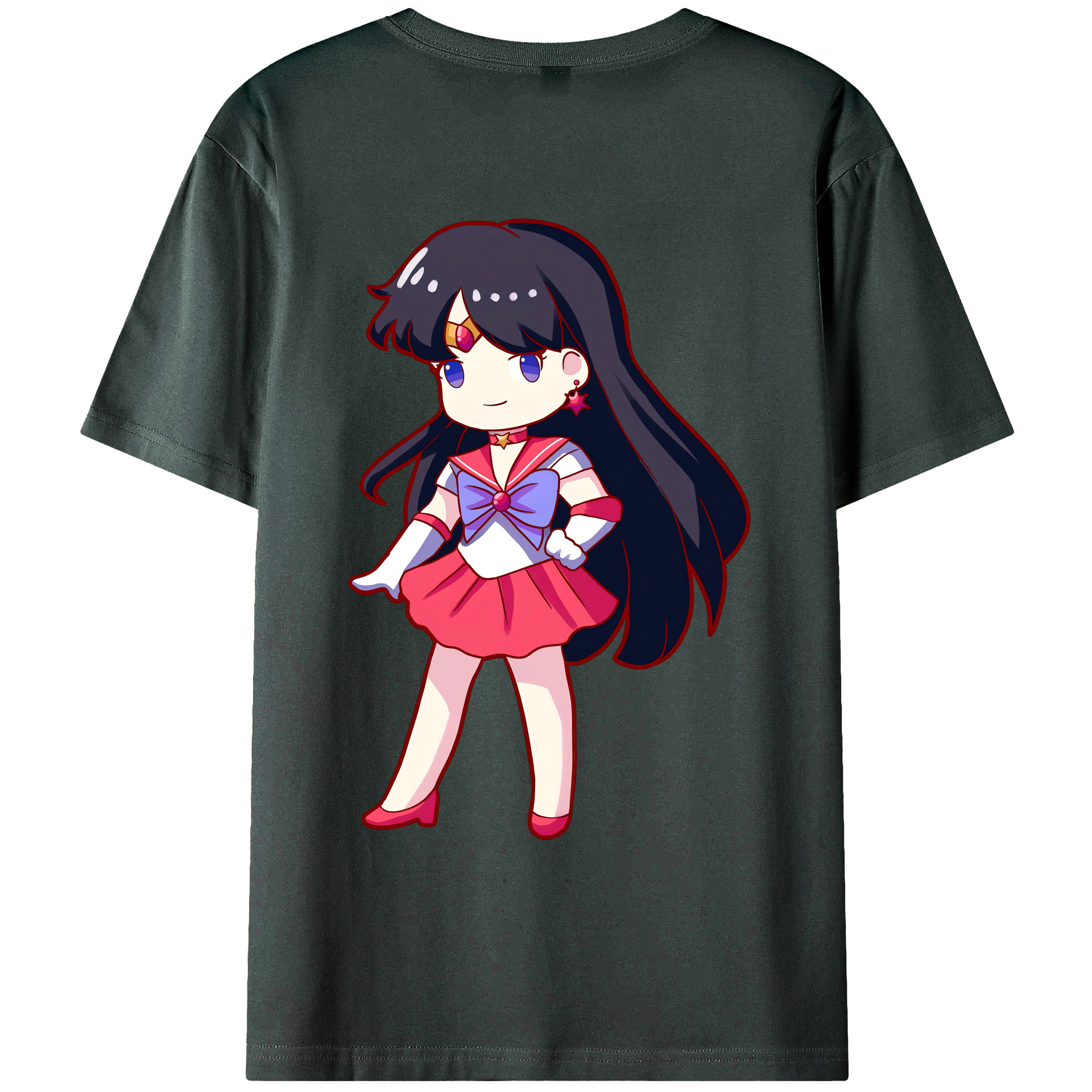 （画像用） 美少女戦士セーラームーン 火野レイ ひの レイ Sailor Moon Hino Rei （セーラーマーズ,Sailor Mars） 綿100％ メンズ半袖Tシャツ（バックプリント） 通気性